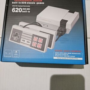 Classic Retro Gaming Console with Controllers - Gray and Black